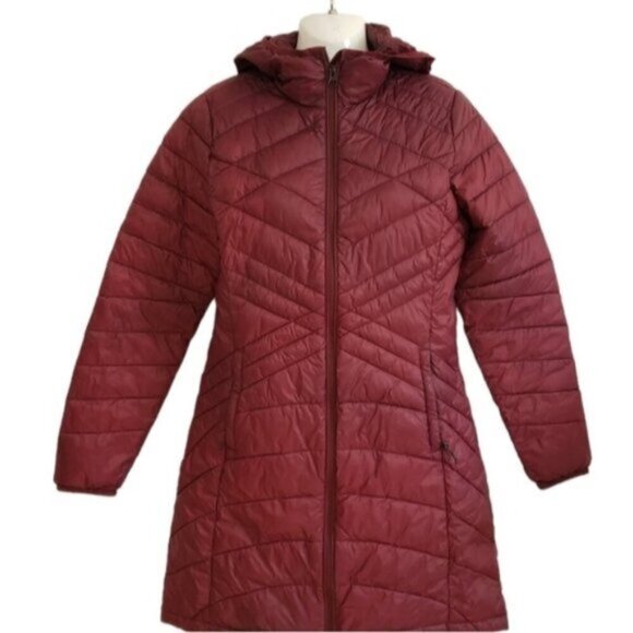Lole Winter Puff Style Burgundy Coat Jacket Size Medium Hooded - Picture 1 of 16
